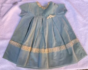 Vintage ELENA DIRAN ORIGINAL Blue Velvet Dress Girl Size 3T Lace Box Pleats - Picture 1 of 15