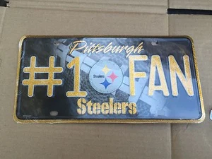 Pittsburgh Steelers License Tin Plate Frame - NFL # 1 Fan - Picture 1 of 3