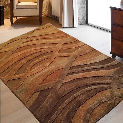 Alfombra alfombra suave 100 % lana acolchada a mano azul celeste peces costeros modernos Foto 1 de 4