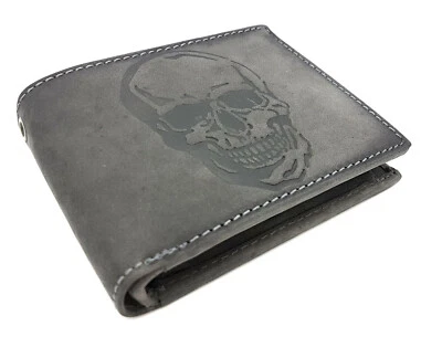 JOCKEY CLUB echt Leder Geldbörse Geldbeutel Portemonnaie Totenkopf Schädel mit RFID Schutz