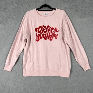 Wildfox Sweatshirt Womens Small Pink Red Coffee and Sunshine Graphic Casual - Picture 1 of 8