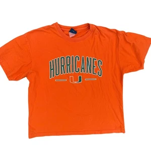 Vintage 00s Miami Hurricanes NCAA Sports Graphic TShirt Orange XL - Picture 1 of 3