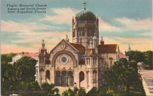 AK Flagler Gedächtniskirche, Valencia & Sevilla Strs. Sankt Augustinus, FL - Bild 1 von 2
