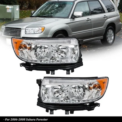 1 Pair Headlights Assembly Set Fit For 2006-2008 Subaru Forester Clear Chrome - Image 1 of 4