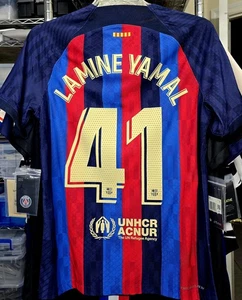 2022/23 Nike AUTHENTIC FC Barcelona "Debut"#41 LAMINE YAMAL Home Soccer Jersey - Picture 1 of 12