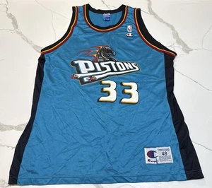 VTG Grant Hill Detroit Pistons Basketball Jersey Size 48 Champion Made In USA - Picture 1 of 11