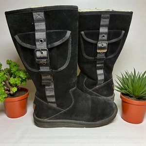 UGG Retro Cargo Stiefel 1895 schwarz Fell gefüttert Stiefel Schnalle Damengröße 8 - Bild 1 von 14