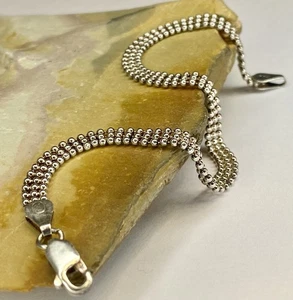 Bracciale Vintage SU Italy Argento Sterling Tripla Fila Palline/Perline 7,5 Pollici - Foto 1 di 14