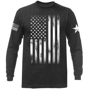 Large Vertical US Flag American Pride Patriot Patriotic Long Sleeve T-Shirt - Picture 1 of 17