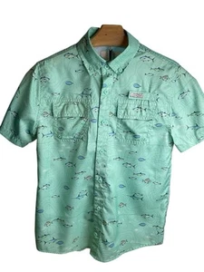 Boys Ocean + Coast Fish Button Down Shirt Youth Med - Picture 1 of 7