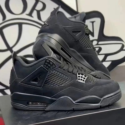 Nike Air Jordan 4 "Black Cat" Men's Mid Top Retro Basketball Shoes Sneakers - Image 1 of 4