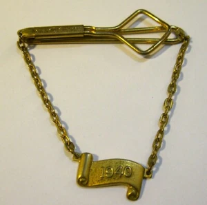 Vintage SWANK Gold Tone Tie Clip Charm 1940 Pat. No.1865995 - Picture 1 of 4