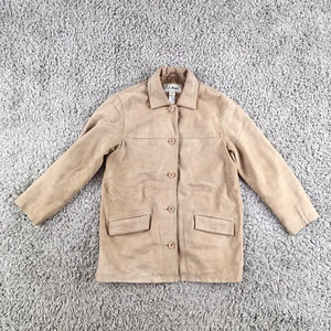 L.L. Bean Jacket Womens Medium Brown Suede Chore Leather Coat Button Up - Picture 1 of 12