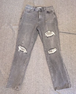 PacSun Jeans Womens Size 27 Black Mom High Rise Tapered Distressed pants - Picture 1 of 10