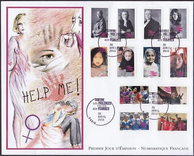 FRANCE - 2010 VIOLENCE AGAINST WOMEN CAMPAIGN - 12V - FDC - Image 1 of 4