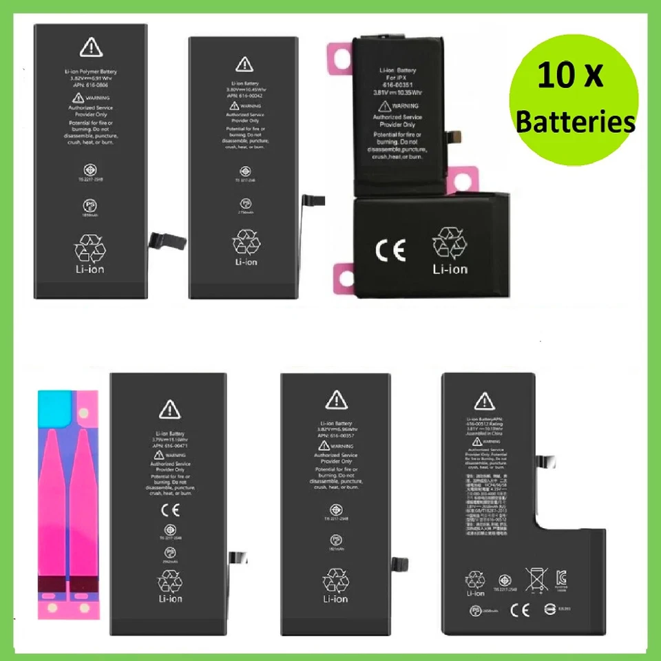 Premium Quality Replacement Battery For iPhone 5 6S 7 8 11 12 13 XR XS LOT (10x) - Image 1 of 4