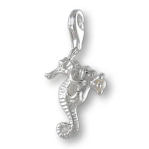 MELINA Charm Anhänger Frosch auf Seepferd Silber 925 Perle - Picture 1 of 1