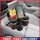 4 in 1 Car Cup Holder Tray 360 Rotating Auto Drink Food Table Phone Rack (Grey)