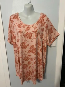 NWT JM Collection Rose Tint Floral Top/Tee with Short Sleeves Plus Size 4X - Picture 1 of 3