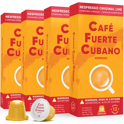 Cafe Fuerte Cubano, Espresso Pods, Nespresso Original Line Compatible Capsules