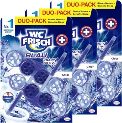 WC FRISCH Kraft Aktiv Blauspüler Chlor Reiniger Duftsteine extra Frische 3x100g - Bild 1 von 4