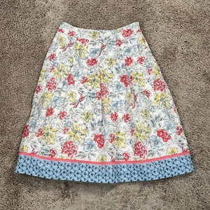 Talbots Skirt Women 4 Watercolor Floral Dragonfly Coastal Cottage Prairie Career - Picture 1 of 16