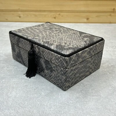 Vintage Tri-Coastal Design Trinket Sewing Jewelry Box Snakeskin Pattern Fabric - Image 1 of 4
