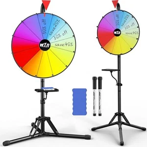 16โ Color Prize Wheel, 12 Slots Spinning Wheel Editable Raffle Wheel Spinner - Picture 1 of 8