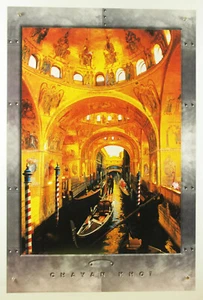 vtg 1999 CHAYAN KHOI Cyberealism 24x36" poster ~ VENICE ~ gondola canal mosaic - Picture 1 of 11
