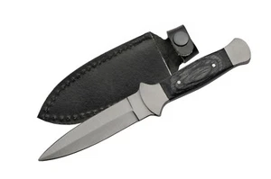 7.75" Black Wood Dagger Knife Stainless Steel Blade Pakkawood Handle - Picture 1 of 4