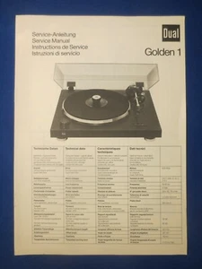Dual Golden 1 Turntable Service Manual Factory Original The Real Thing  - Bild 1 von 1