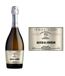 Etiqueta adhesiva personalizada para botella de champán Prosecco para bodas compromiso - Imagen 1 de 2