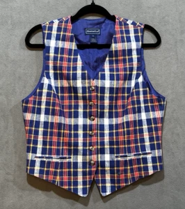 Macys Charter Club blau karierte Leinenmischung Weste Maritim Yacht altes Geld adrett - Bild 1 von 9