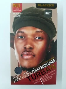 BlackIce Men & Women Turban Head Wrap Pre-Tied Silky Satin Lined Elastic Turban - Picture 1 of 9
