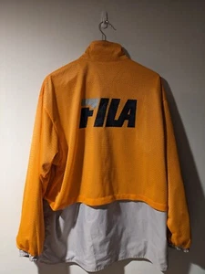 Vintage 90s FILA Medium Gray Yellow Reversible Windbreaker Jacket - Picture 1 of 9