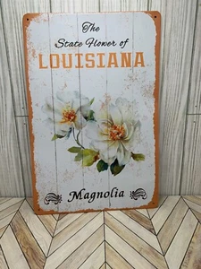 Magnolia Metal Sign 8"X12" The State Flower Of Louisiana Pretty Floral Garden - Picture 1 of 3