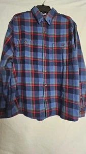 Camisa Duluth Trading Co Para Hombres Grande Franela Desconectada Abotonada Roja Azul A Cuadros - Imagen 1 de 10