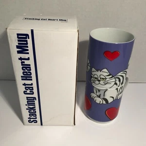 Tazas apiladoras de corazón de gato 2 tazas púrpuras de 10 onzas con corazones rojos - Imagen 1 de 11