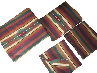 DAN RIVER SOUTHWESTERN SAN JOSE CARAMEL BROWN GREEN (4P) QUEEN SHEET SET - Image 1 of 4