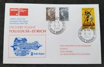 France Switzerland First Flight Toulouse - Zurich 2009 Cover Lion Circus (FDC) - Image 1 of 4