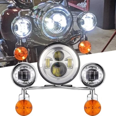 7"LED Headlight & 4.5" Fog Passing Lights For Kawasaki Vulcan Classic Nomad 1600 - Image 1 of 4