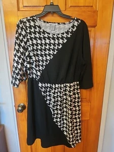 Amanda Lane Dress Black White Stretchable Size 2X NWOT No Belt - Picture 1 of 8