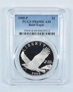2008-P Bald Eagle Commemorative Dollar PR69 DCAM PCGS Blue Label *3278 - Picture 1 of 5
