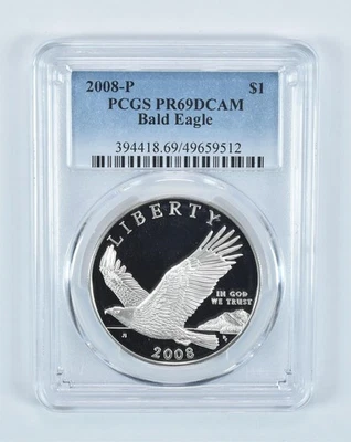 2008-P Bald Eagle Commemorative Dollar PR69 DCAM PCGS Blue Label *3278 - Image 1 of 4