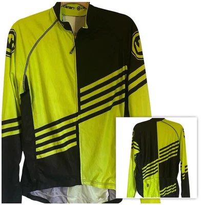 Chaqueta Canari Cremallera Completa Estampado Geométrico Negra y Amarilla Ciclismo Manga Larga Talla L Foto 1 de 4