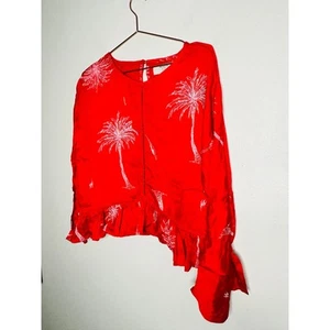 ONE TEASPOON Red Antig Bonnie White Palm Long Sleeve Top NWT Size Small - Picture 1 of 8