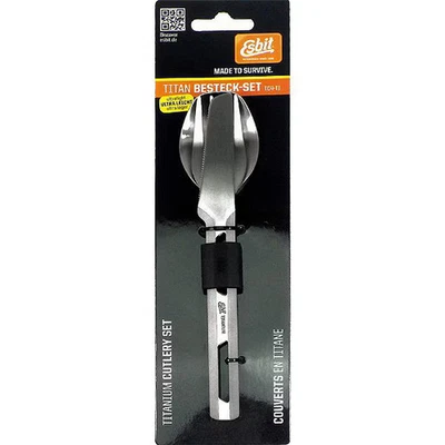 Esbit Titanium Cutlery Set ESTC4TI000 Outdoor camping Spoon knife fork b22112108 - Image 1 of 4