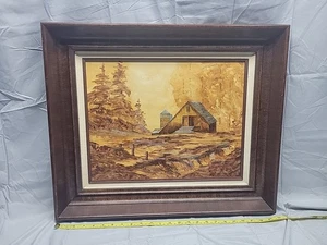 Original Painting  Colorado Barn Farm Vintage Framed 18x14 Lois Schlegel 60S  - Picture 1 of 9