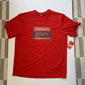 New NIKE JUST DO IT Lightweight Vintage Human Race 2008 Running Gym Shirt Red L - Picture 1 of 9