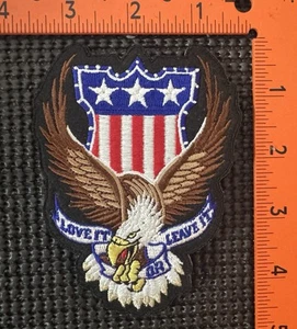 Patriotic Bald Eagle Love It Or Leave It Motorcycle Patch - Picture 1 of 2